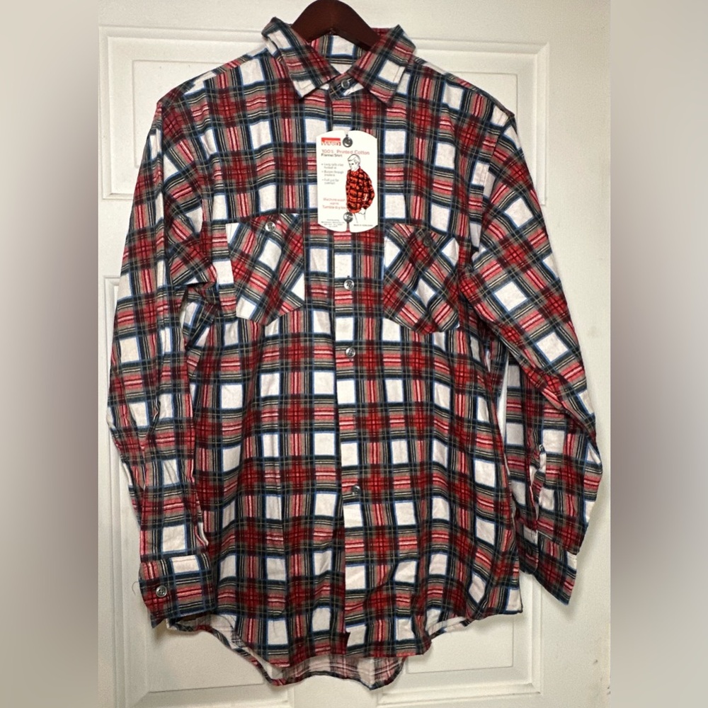 Vintage‎ Montgomery Ward Shirt Mens Medium Tall Plaid Flannel Red Lumberjack NWT